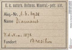 Etiketten zu Diamant (NHMW-MIN-Ab6938)